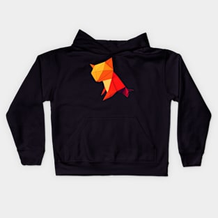 Geometric cute Cat abstract and colorful origami style Kids Hoodie